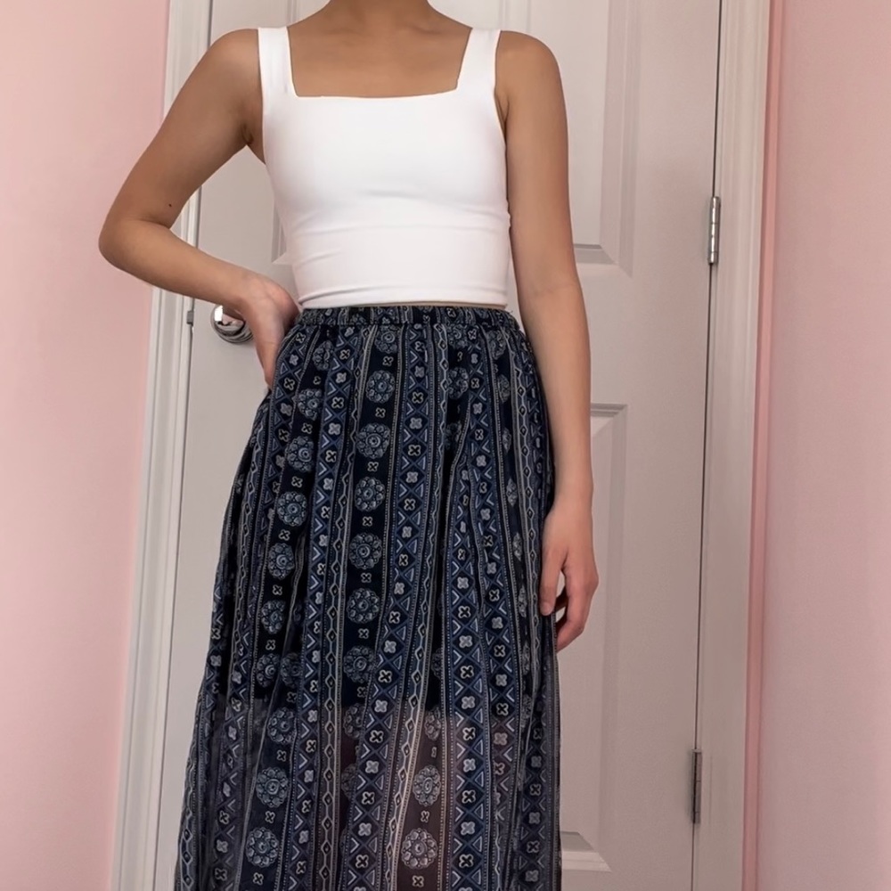 Hollister Dark Navy Blue Patterned Maxi Skirt